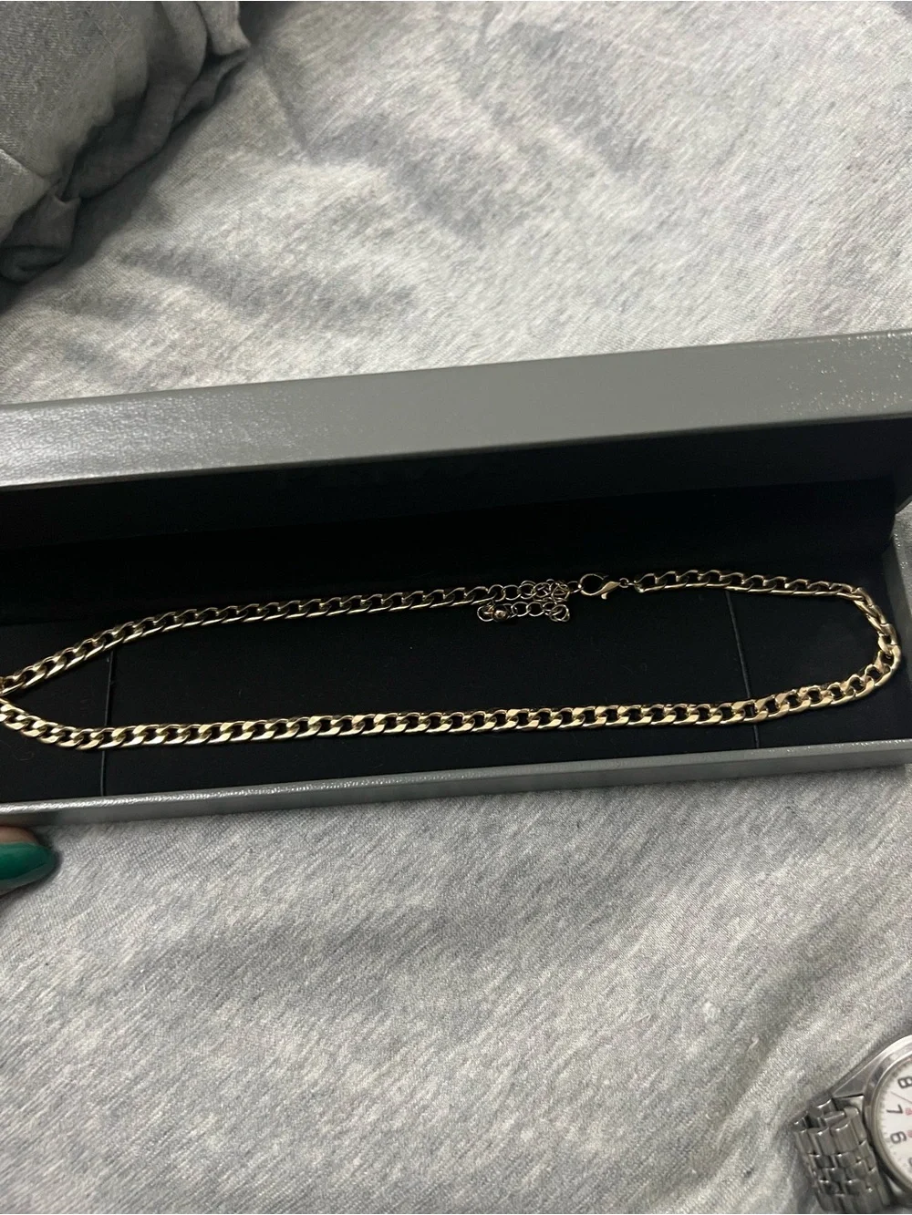Gold Tone Cuban Curb Chain Necklace Adjustable 16-19.5” Chunky Statement